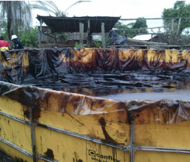 Crude oil collected after the Tumaco oil spill crisis. Photo: – Vereda descolgadero/ Action Against Hunger Colombia